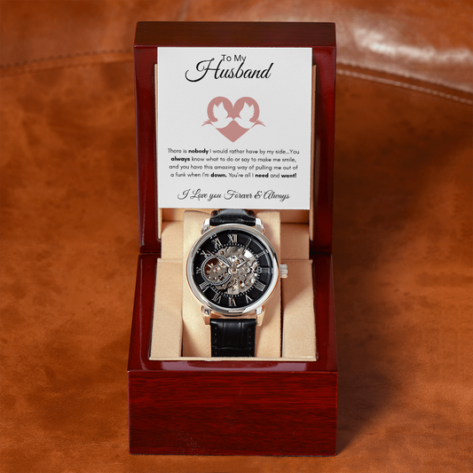 To My Husband Open Face Watch