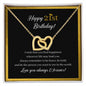 Happy 21st Birthday| Be Brave, Be Bold | Birthday Gift, Gift for her, Gift ideas, Interlocking Hearts Necklace