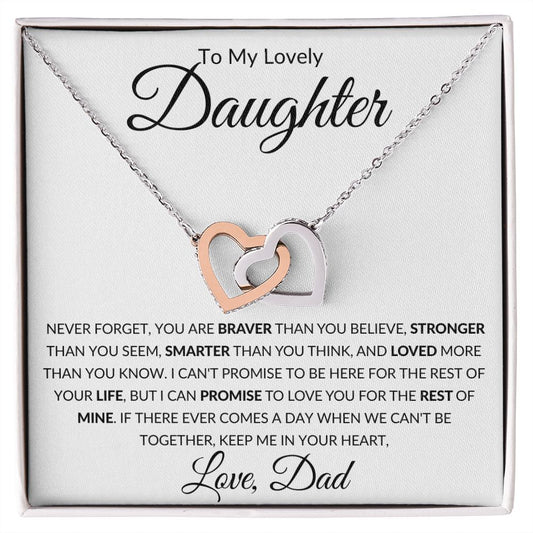 Lovely Daughter| From Dad| Loved More Than You Know | Interlocking Hearts