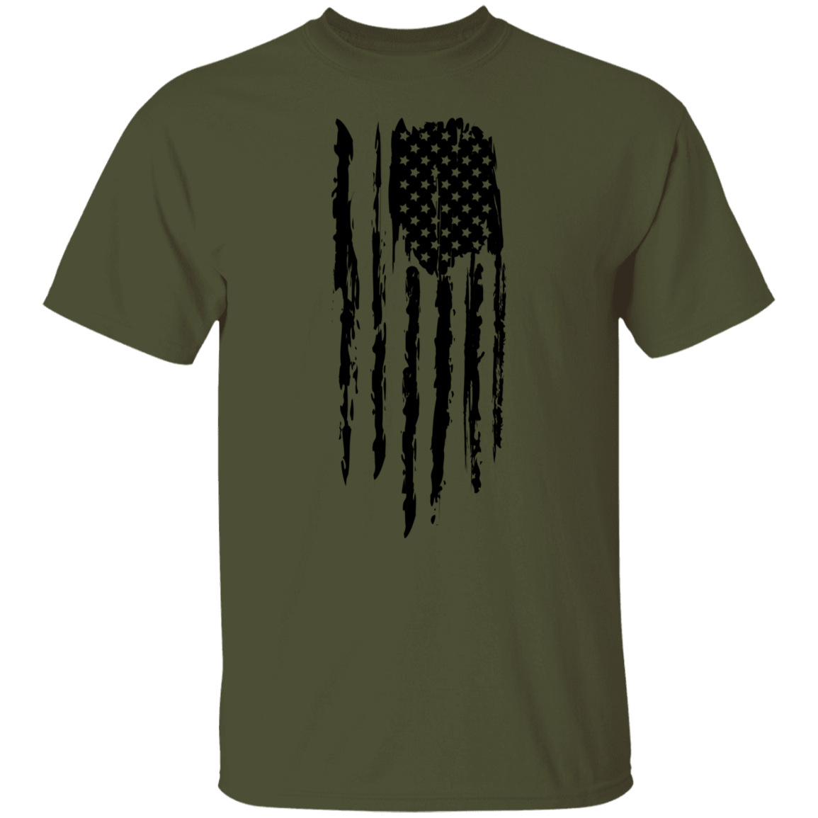 Distressed Flag Military Green T-Shirt