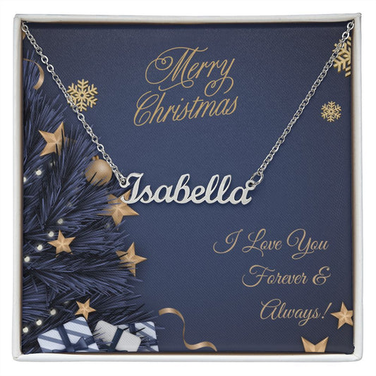 Personalized Name Necklace | Navy Blue Christmas